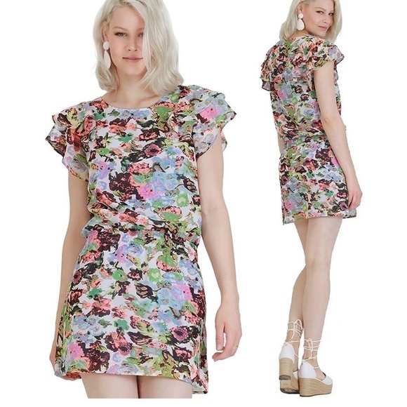 VERTIGO Chiffon Printed Short Sleeve Dress - Picture 3 of 13